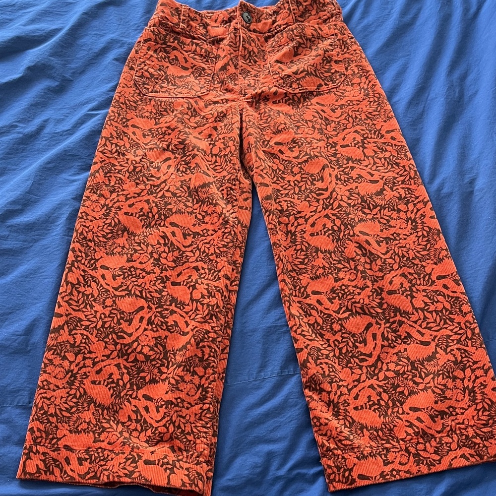 Anthropologie Maeve Collette Cords 28- Rare Fox print -Brown/Rust V.Good Conditi